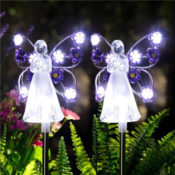Solar Angel Garden Stake Lights - 2 Pack Angel Solar Lights Outdoor Garden - Picture 1 of 8